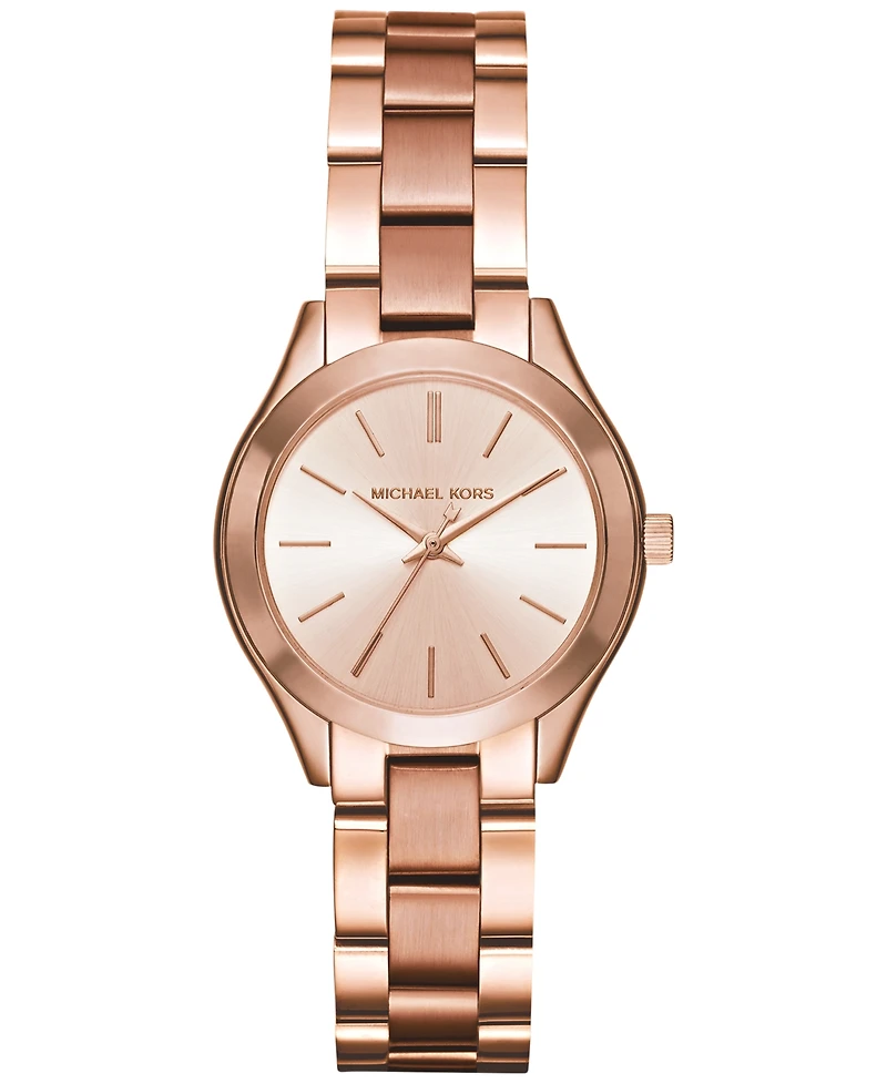 Michael Kors Women's Slim Runway Rose Gold-Tone Stainless Steel Bracelet Watch 33mm