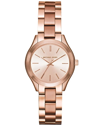 Michael Kors Women's Slim Runway Rose Gold-Tone Stainless Steel Bracelet Watch 33mm