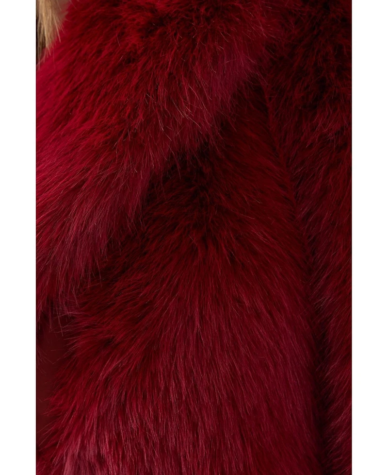 MissPap Women's Faux Fur Cropped Collar Coat