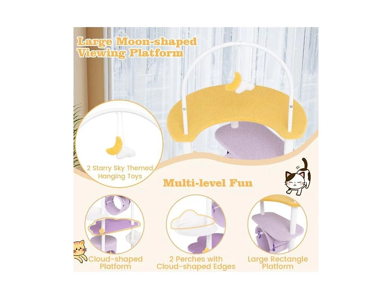 Aostirmotor 62" Large Cat Tower with Metal Frame & Jumping Platforms, Sturdy Indoor Cat Furniture