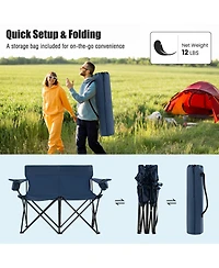 Mecale Camping Loveseat Chair for 2 with Cup Holders, Folding Outdoor Seat