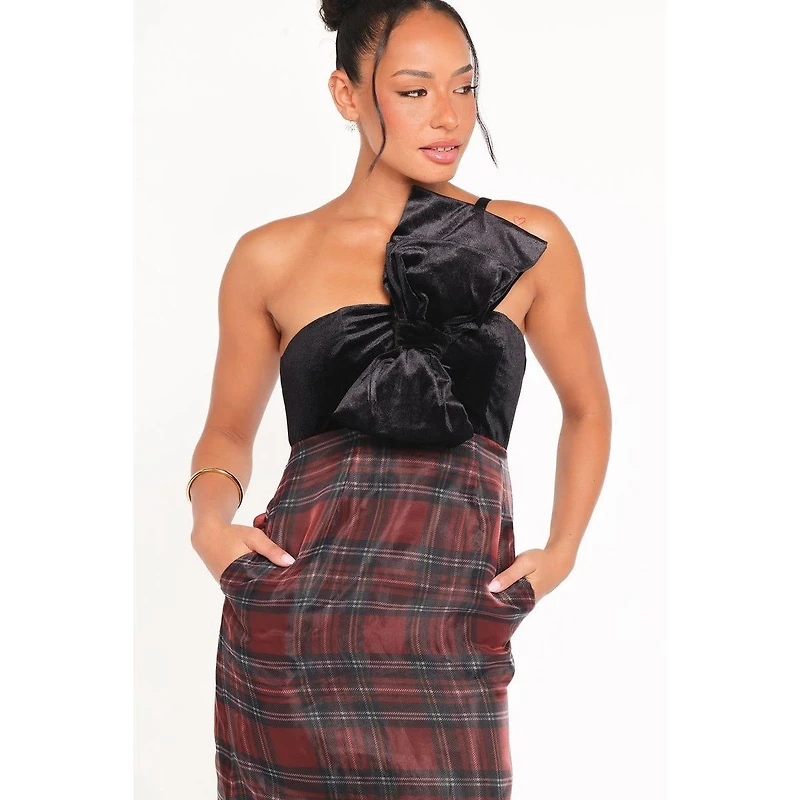 Petal and Pup Women's Amelie Bow Front One Shoulder Midi Dress