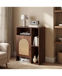 Tribesigns 41.34" H Robot Vacuum Storage Cabinet Side Table, Multi Tier Farmhouse End Cabinet for Living Room, Small Corners