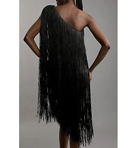 Karen Millen Women's Asymmetric Draped Fringe Mini Dress