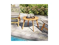 Slickblue Outdoor Round Side Table in Acacia Wood with Slatted Design