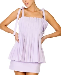 Line & Dot Women's Square Neck Pleated Mini Dress