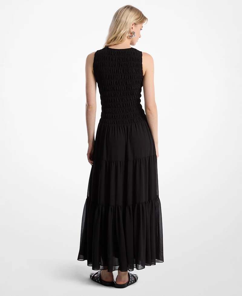 Michael Kors Women's Smocked Scoop Neck Fit & Flare Dress