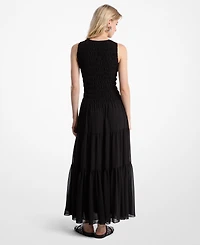 Michael Kors Women's Smocked Scoop Neck Fit & Flare Dress