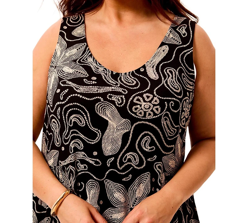 Tribal Plus Printed Sleeveless V-Neck Dress