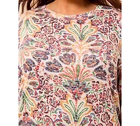 Tribal Plus Inclusive 3/4-Sleeve Crew Neck Top