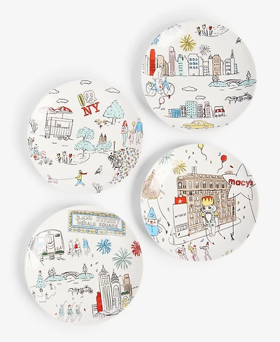 Macy's Graphic Stoneware Appetizer Plates, Set of 4, Macy's Exclusive