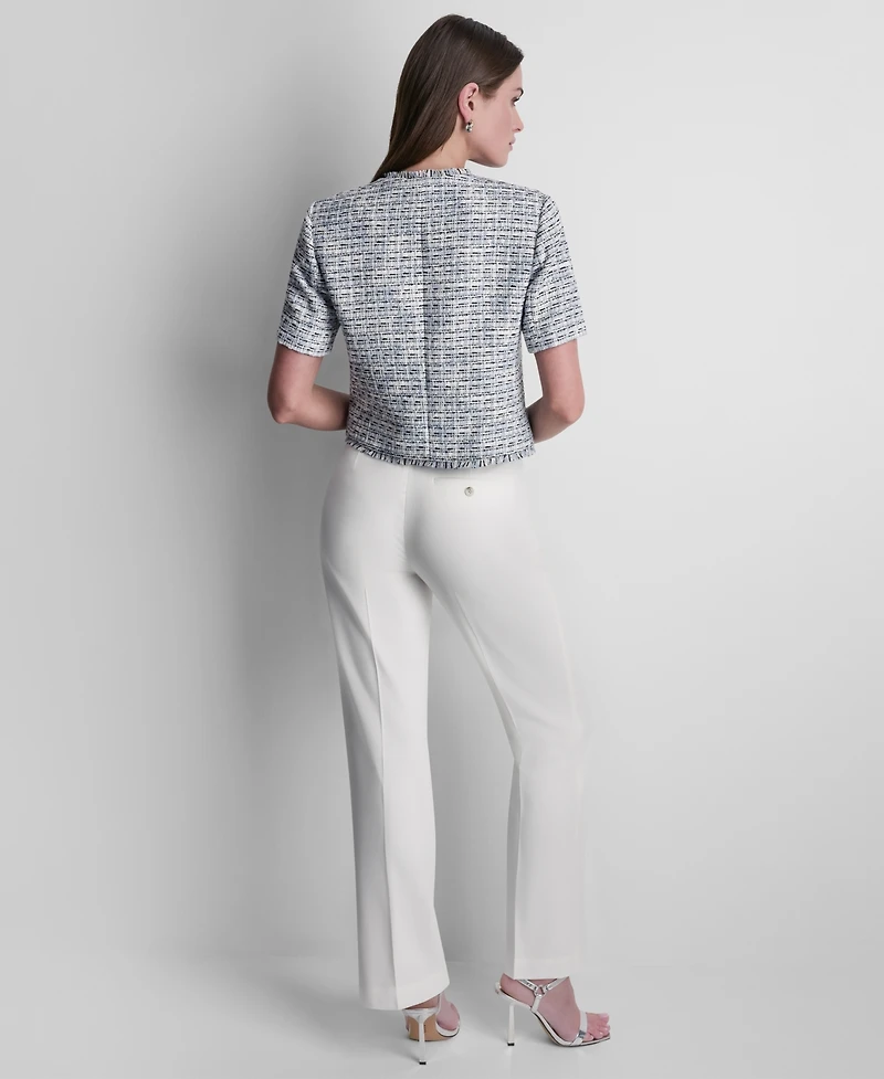 Dkny Petite Tweed Cropped Button Front Jacket