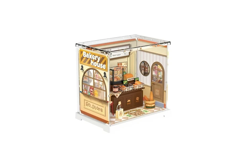 Robotime Super Creator Mini Butter Bakery House, Diy Plastic Miniature Kits Retail Store Series, Mini Model House Building Set for Teens Diy Crafts