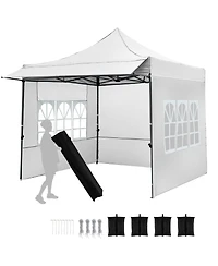 Mecale 10x10 ft Pop-Up Canopy Tent with Awning and Sidewalls, Party or Picnic