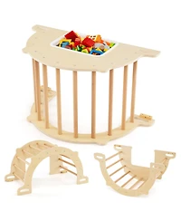 Mecale 8-in-1 Kids Climbing Arch with Sensory Table and Collapsible Storage Bin, Ages 3