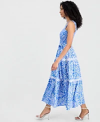 Anne Klein Women's Smocked Square-Neck Patio Midi Dress