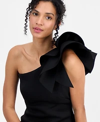 Anne Klein Women's One-Shoulder Asymmetrical Ruffle-Detail Sheath Dress