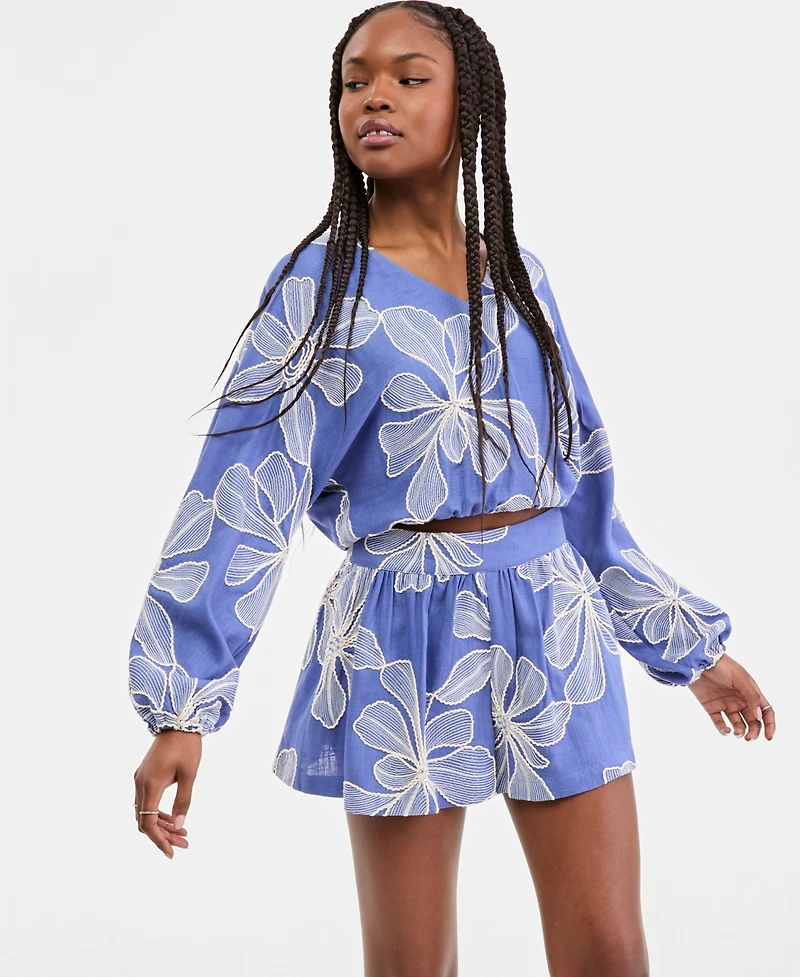 Guess Women's Dessi Embroidered Dolman-Sleeve Top