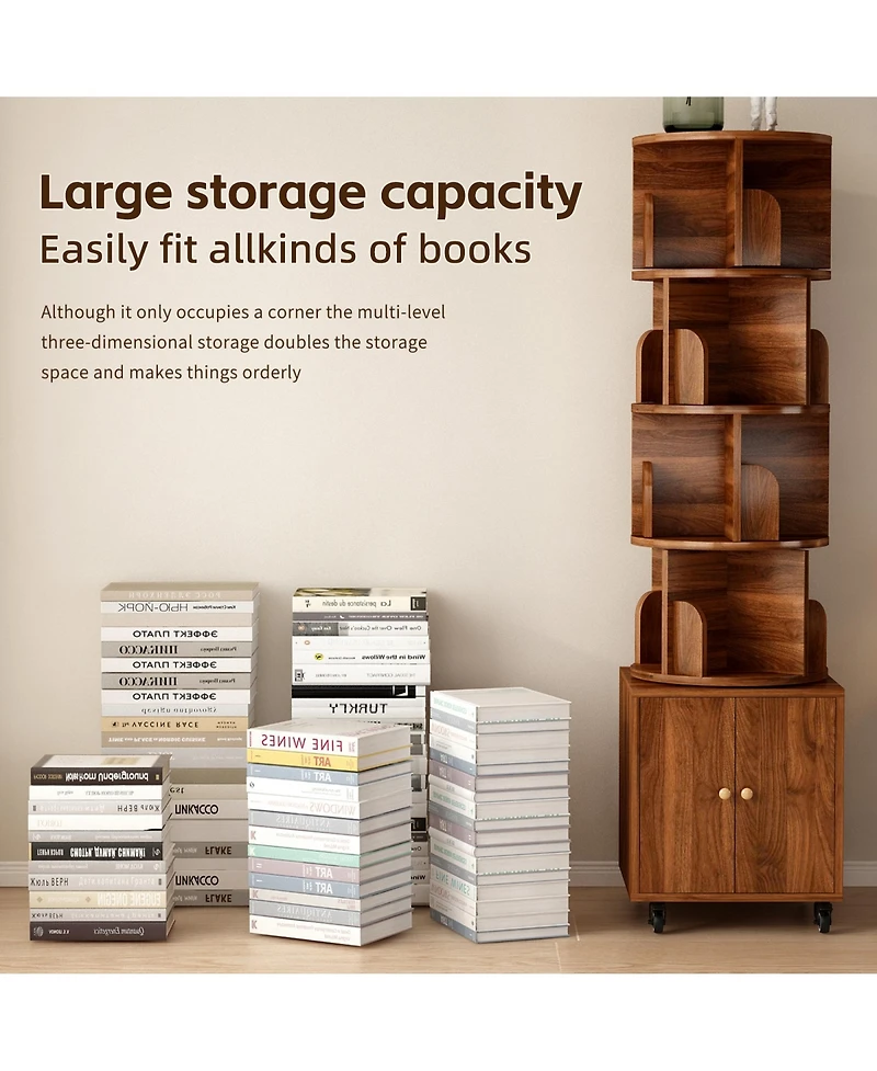 Rainsken 360° Rotating Bookshelf Tower