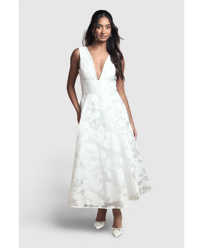 Coast Women's Plunge V-Neck Jacquard Midi Dress