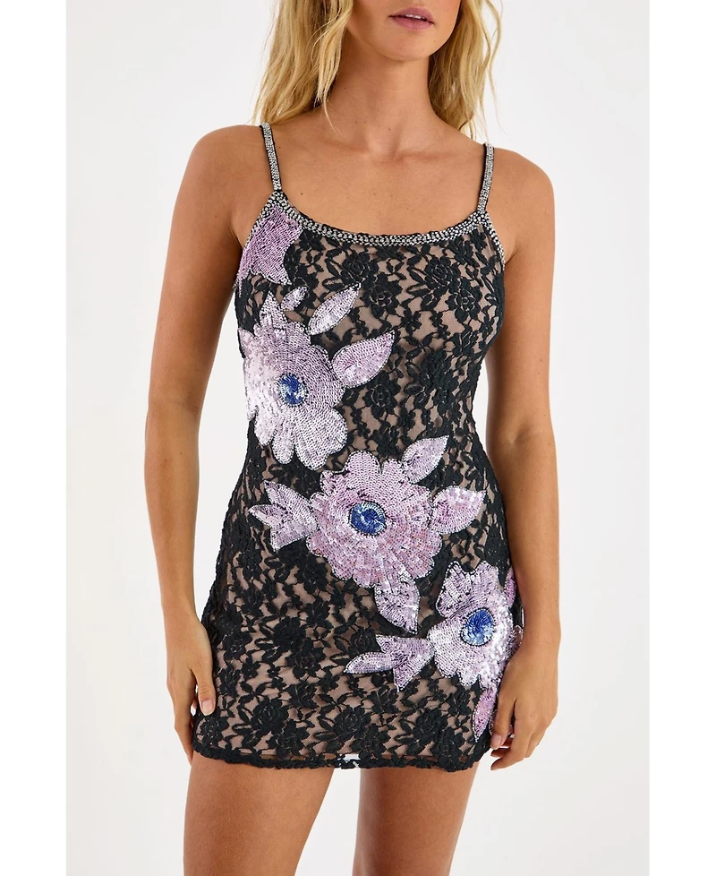 Nasty Gal Women's Lace Embellished Mini Dress