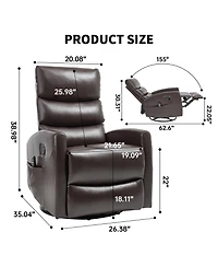 sumyeg Recliner Chair with Heat Massage Manual Rocker and Swivel Fabric