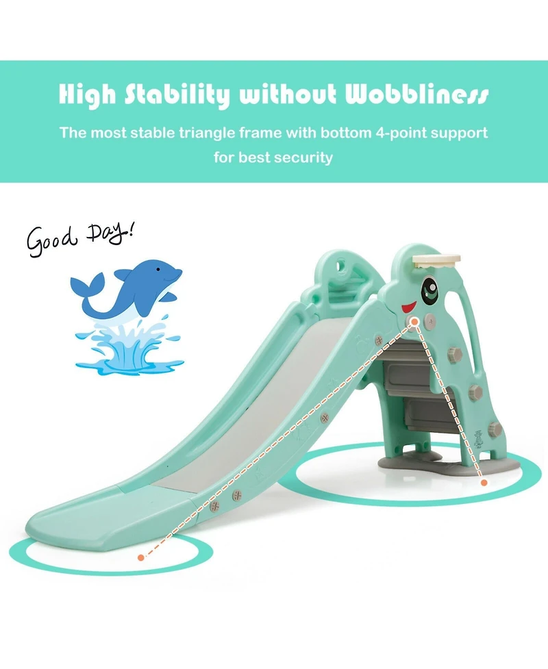 Mecale 3-in-1 Kids Climber and Slide Playset with Basketball Hoop & Ball