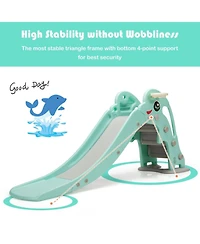 Mecale 3-in-1 Kids Climber and Slide Playset with Basketball Hoop & Ball