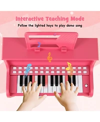 Mecale 25-Key Kids Piano Keyboard with Stool, Mini Digital Wooden Toy, Adjustable Speed & Volume