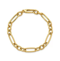 Curata Jewelry Solid 18k Yellow Gold Italian 7.5 Inch 6.4mm Oval and Paperclip Link Bracelet