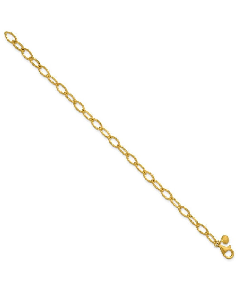 Curata Jewelry Solid 18k Yellow Gold Italian 8 Inch 6mm Satin Oval Links Bracelet