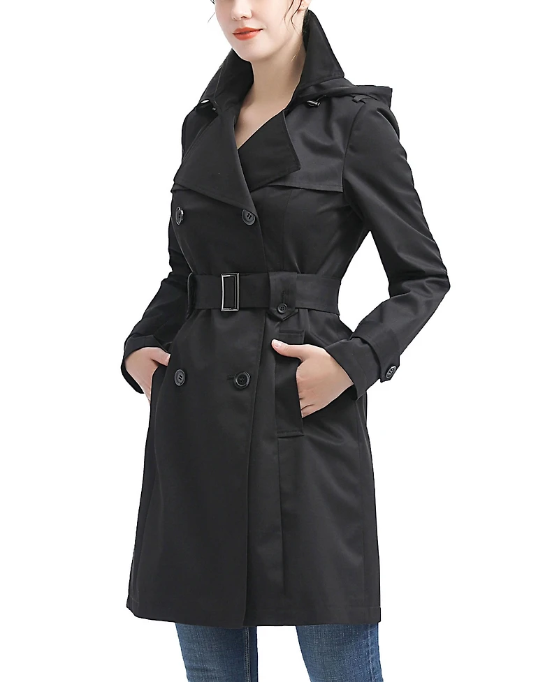 Bgsd Women's Hooded Water-Resistant Trench Coat