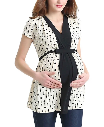 kimi + kai Maternity Nursing Polka Dot Print Top