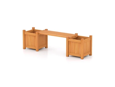 Slickblue 3-in-1 Outdoor Planter Box with Bench and Dual Side Garden Beds