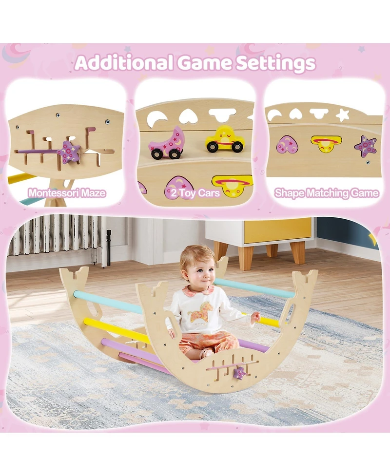 Mecale 8-in-1 Foldable Triangle Baby Climbing Toys, Astronaut/Unicorn Theme