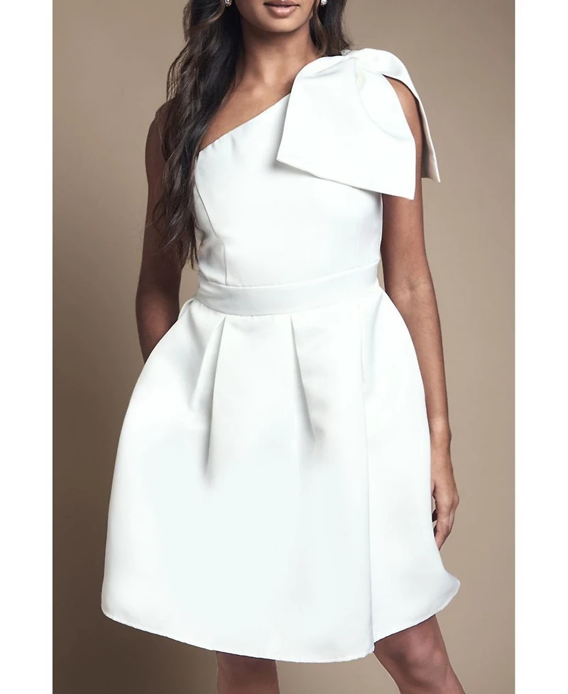 Coast Women's One Shoulder Bow Bridal Mini Dress
