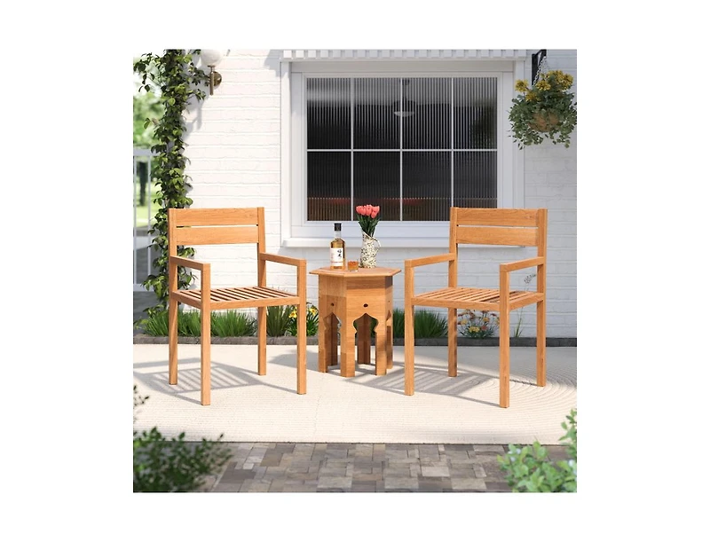 Slickblue Teak Wood Outdoor Dining Armchair for Patio or Garden