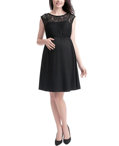 kimi + kai Maternity Adell Lace Trim Skater Dress