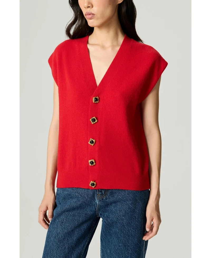 Nocturne Women's Embellished V-Neck Knit Sweater Vest