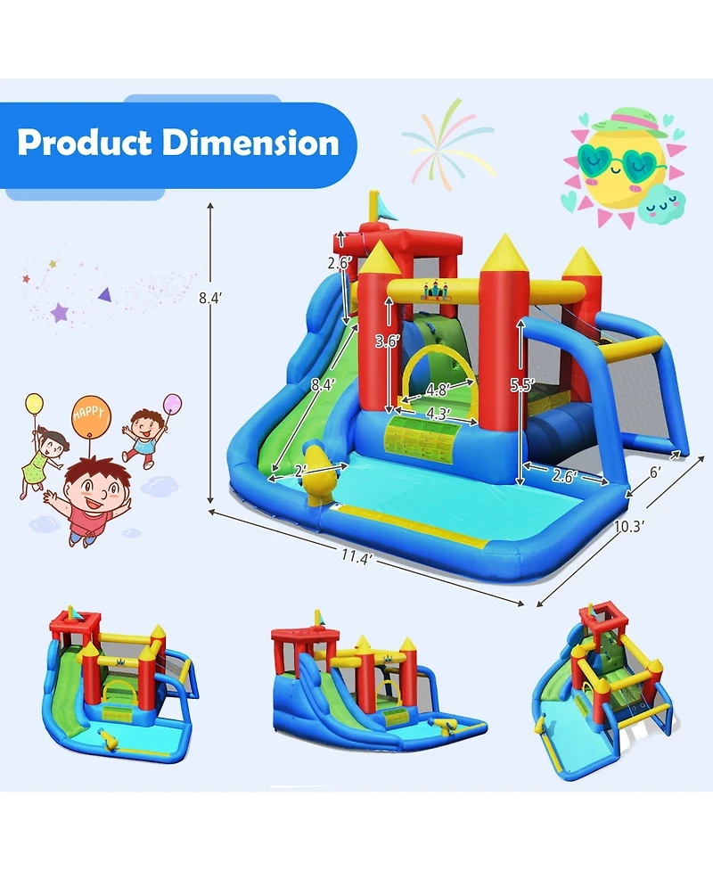 Mecale Inflatable Bounce House with Splash Pool, Climb & Slide, Blower Included