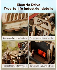 Robotime 3D Puzzle Adults 469pcs Electric Vintage Car Steam Engine Model Kits, Mechanical Wooden Assembly Puzzles Vehicle Diy Hobbies Christmas Gifts