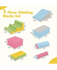 Mecale 7-Piece Foam Climbing Blocks Soft Play Set for Toddlers and Crawling Babies