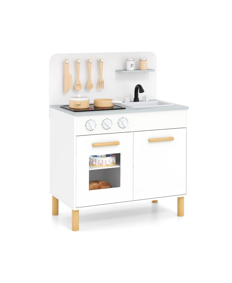 Mecale Kids Kitchen Playset with Cooking Accessories and Storage, Fun Pretend Play Toy