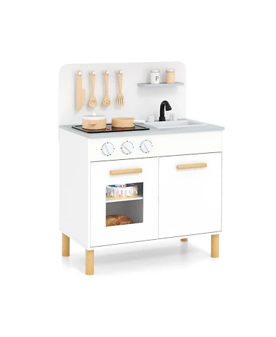 Mecale Kids Kitchen Playset with Cooking Accessories and Storage, Fun Pretend Play Toy