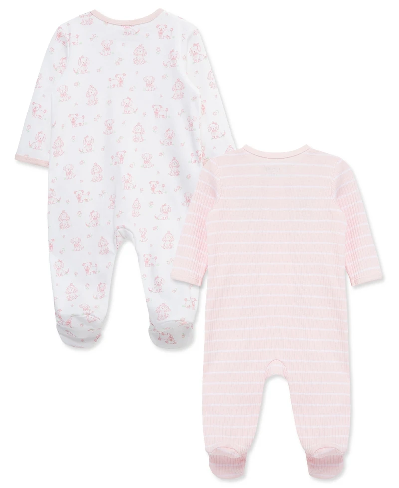 Little Me Baby Girls' Puppies Print Coveralls, 2-Pack