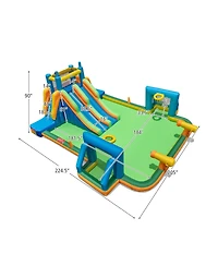 Mecale Kids Inflatable Water Slide with 2 Long Slides & 2 Soccer Goals, 950W Blower Included