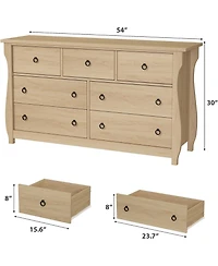 gaomon 7 Dresser for Bedroom, 54 in Wide Drawer Dresser with Storage Freestanding, Wooden Closet Storage Chest for Living Room, Bedroom, Entryway
