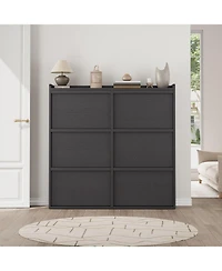 gaomon Shoe Cabinet with 6 Flip Drawers, Wooden Organizer Adjustable Shelf, Storage for Entryway, Hidden