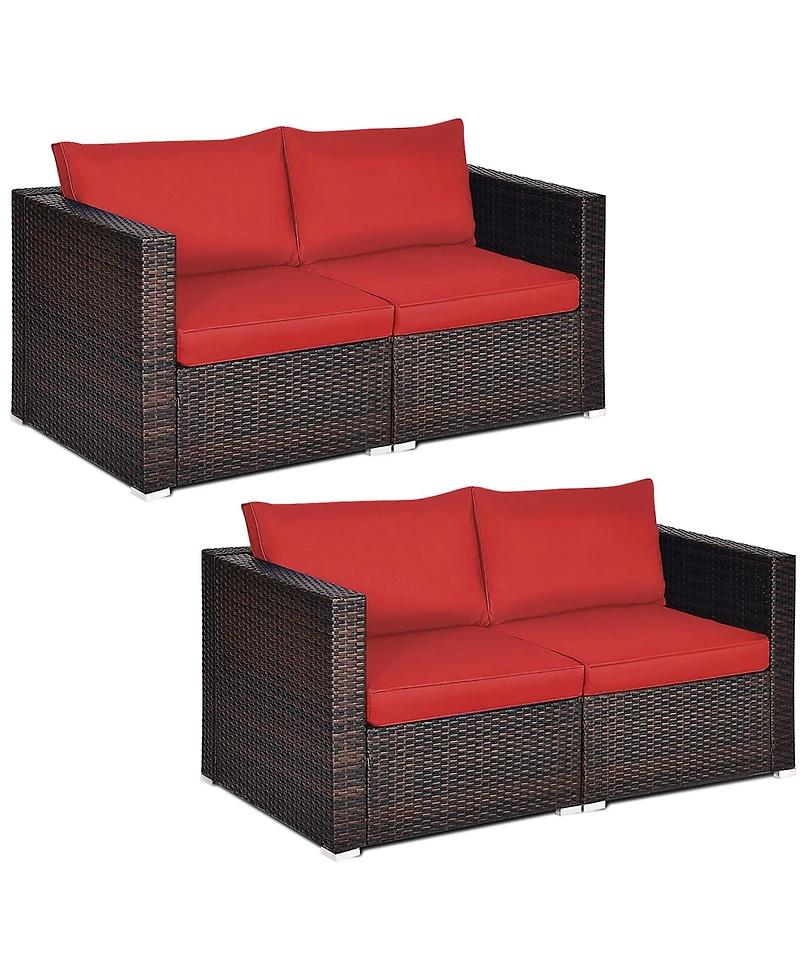 4PCS Patio Rattan Corner Sofa Sectional Furniture Set