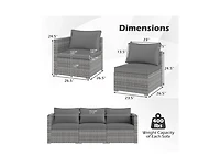 Slickblue Outdoor 3-Piece Pe Rattan Sectional Sofa Set with Cushions